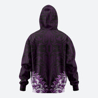 New Zealand Ta Moko Zip Hoodie Aotearoa Maori Chest Tattoo Purple