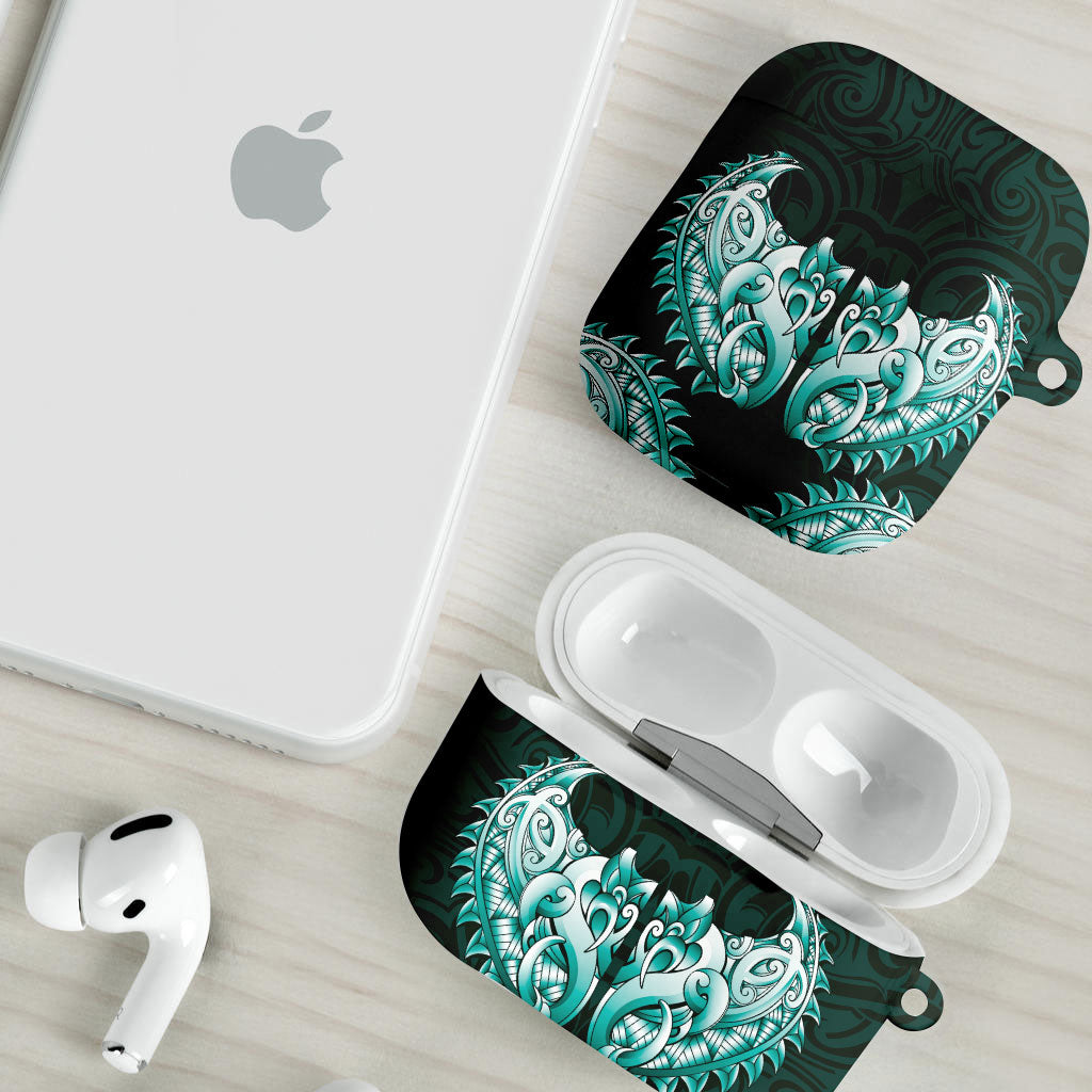 New Zealand Ta Moko AirPods Case Aotearoa Maori Chest Tattoo Turquoise