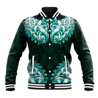 New Zealand Ta Moko Baseball Jacket Aotearoa Maori Chest Tattoo Turquoise