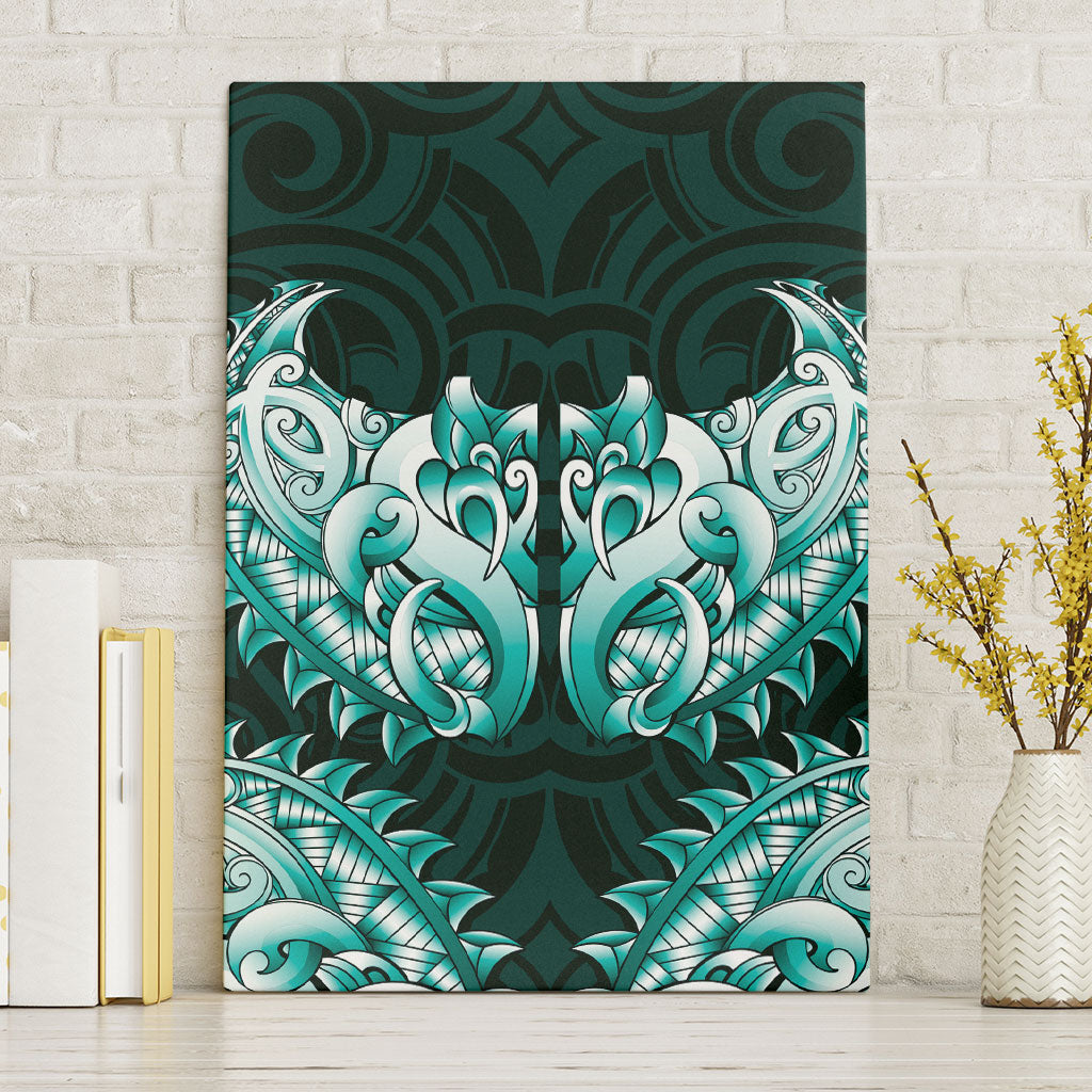 New Zealand Ta Moko Canvas Wall Art Aotearoa Maori Chest Tattoo Turquoise LT14 Without Frame Turquoise - Polynesian Pride