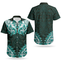 New Zealand Ta Moko Couples Matching Short Sleeve Bodycon Dress and Hawaiian Shirt Aotearoa Maori Chest Tattoo Turquoise