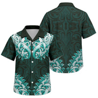 New Zealand Ta Moko Family Matching Puletasi and Hawaiian Shirt Aotearoa Maori Chest Tattoo Turquoise