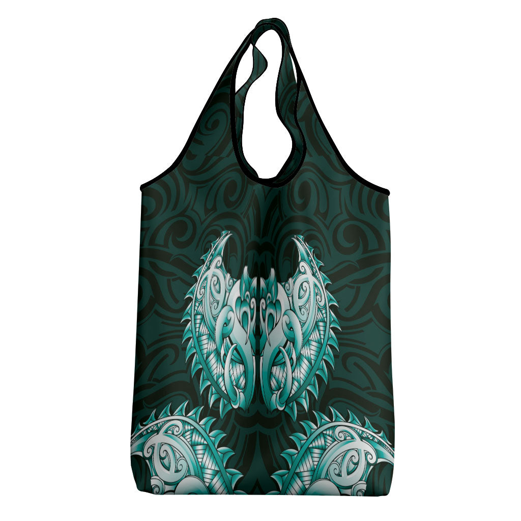 New Zealand Ta Moko Grocery Bag Aotearoa Maori Chest Tattoo Turquoise