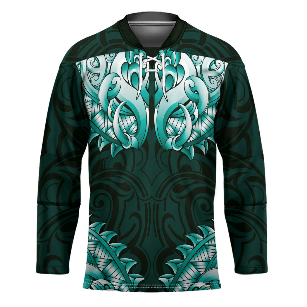 New Zealand Ta Moko Hockey Jersey Aotearoa Maori Chest Tattoo Turquoise