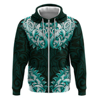 New Zealand Ta Moko Hoodie Aotearoa Maori Chest Tattoo Turquoise