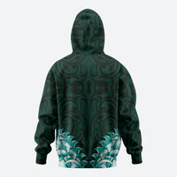 New Zealand Ta Moko Hoodie Aotearoa Maori Chest Tattoo Turquoise
