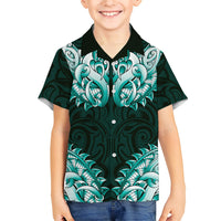 New Zealand Ta Moko Kid Hawaiian Shirt Aotearoa Maori Chest Tattoo Turquoise