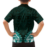 New Zealand Ta Moko Kid Hawaiian Shirt Aotearoa Maori Chest Tattoo Turquoise