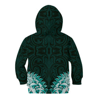 New Zealand Ta Moko Kid Hoodie Aotearoa Maori Chest Tattoo Turquoise