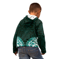 New Zealand Ta Moko Kid Hoodie Aotearoa Maori Chest Tattoo Turquoise