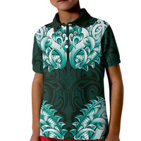 New Zealand Ta Moko Kid Polo Shirt Aotearoa Maori Chest Tattoo Turquoise