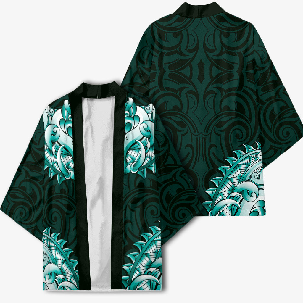 New Zealand Ta Moko Kimono Aotearoa Maori Chest Tattoo Turquoise
