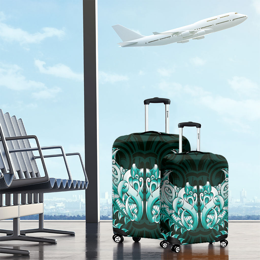 New Zealand Ta Moko Luggage Cover Aotearoa Maori Chest Tattoo Turquoise