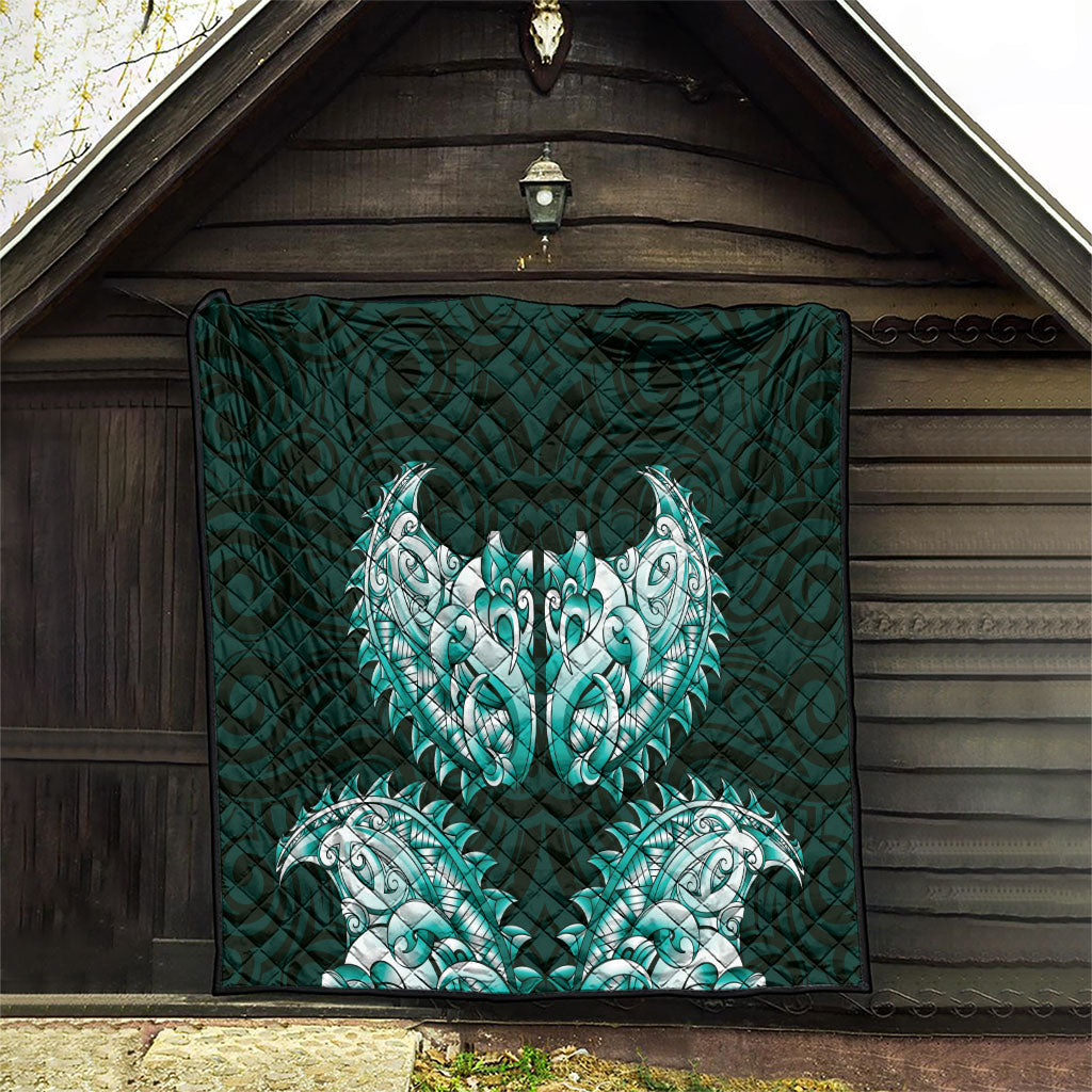 New Zealand Ta Moko Quilt Aotearoa Maori Chest Tattoo Turquoise