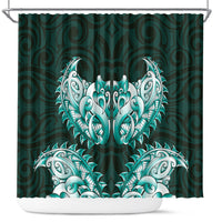 New Zealand Ta Moko Shower Curtain Aotearoa Maori Chest Tattoo Turquoise