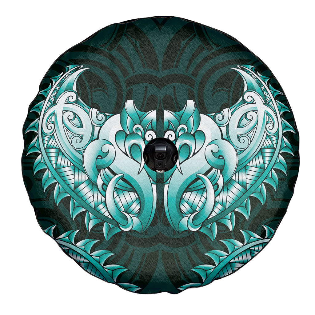 New Zealand Ta Moko Spare Tire Cover Aotearoa Maori Chest Tattoo Turquoise