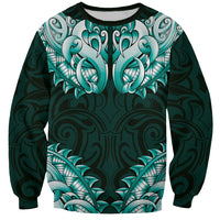 New Zealand Ta Moko Sweatshirt Aotearoa Maori Chest Tattoo Turquoise