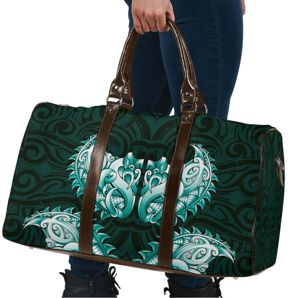 New Zealand Ta Moko Travel Bag Aotearoa Maori Chest Tattoo Turquoise