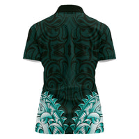 New Zealand Ta Moko Women Polo Shirt Aotearoa Maori Chest Tattoo Turquoise