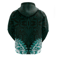 New Zealand Ta Moko Zip Hoodie Aotearoa Maori Chest Tattoo Turquoise
