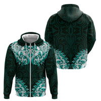 New Zealand Ta Moko Zip Hoodie Aotearoa Maori Chest Tattoo Turquoise