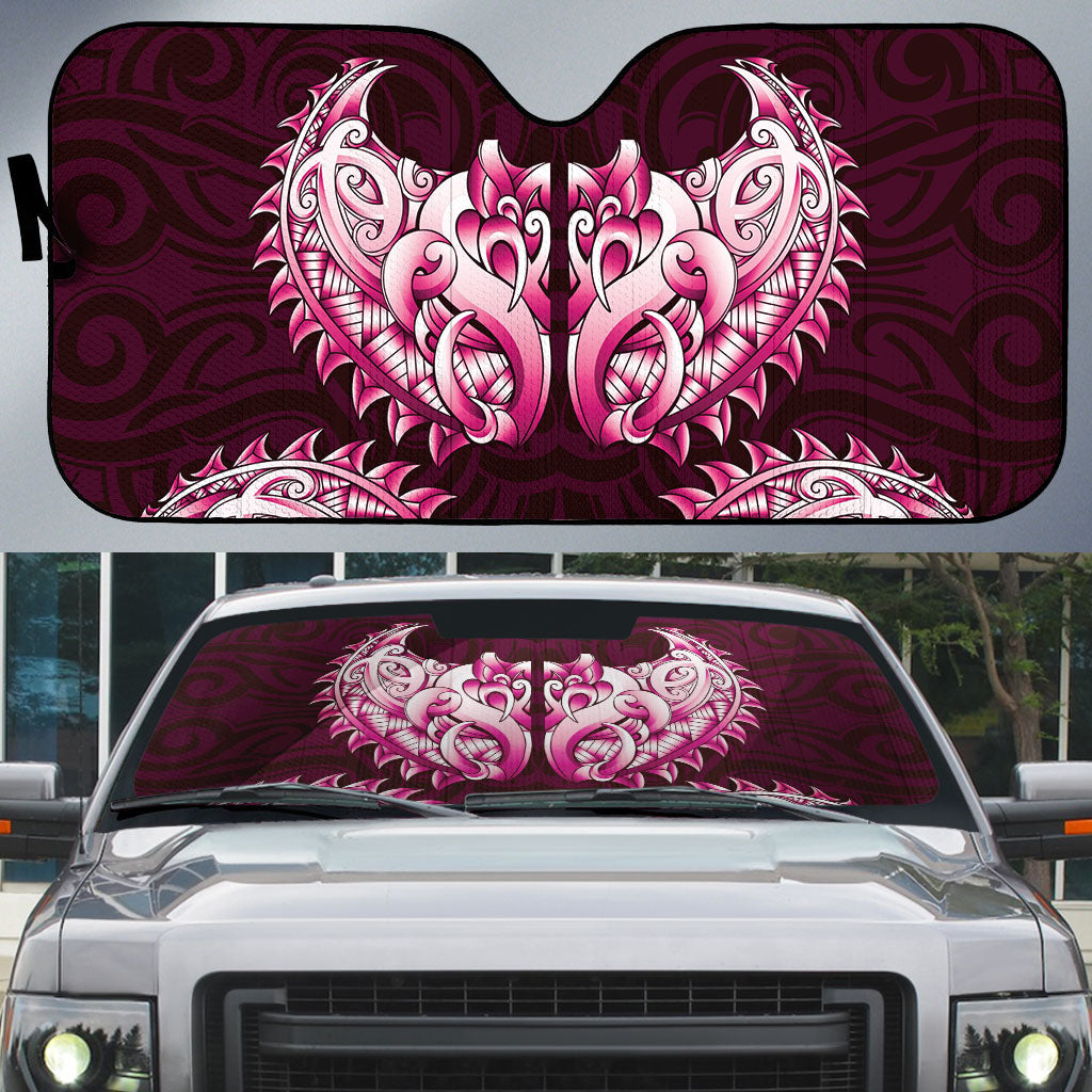 New Zealand Ta Moko Auto Sun Shade Aotearoa Maori Chest Tattoo Pink LT14 Pink - Polynesian Pride