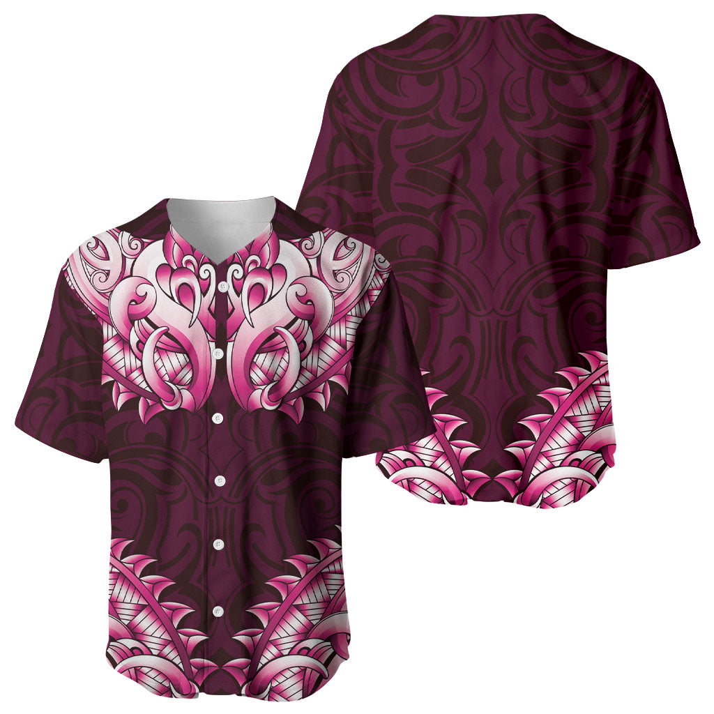 New Zealand Ta Moko Baseball Jersey Aotearoa Maori Chest Tattoo Pink