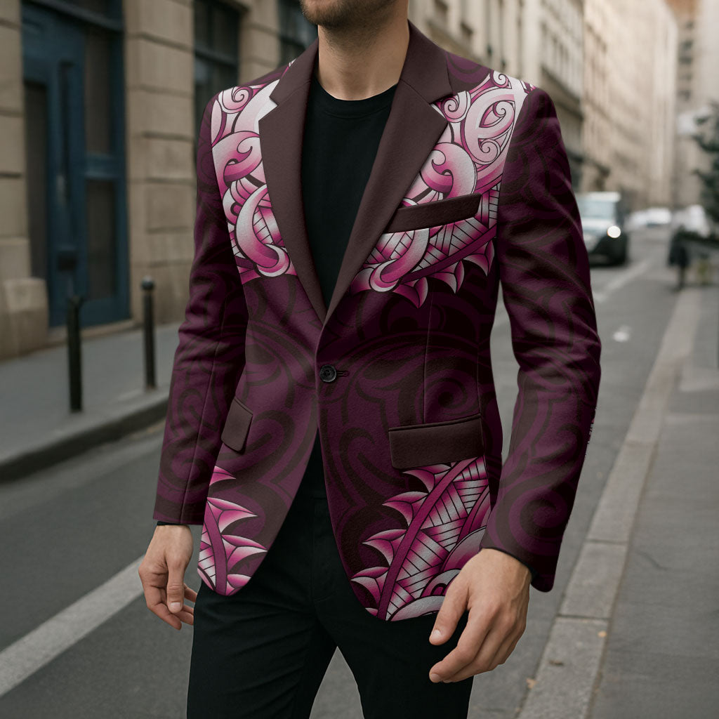 New Zealand Ta Moko Blazer Aotearoa Maori Chest Tattoo Pink