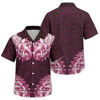 New Zealand Ta Moko Family Matching Off Shoulder Maxi Dress and Hawaiian Shirt Aotearoa Maori Chest Tattoo Pink