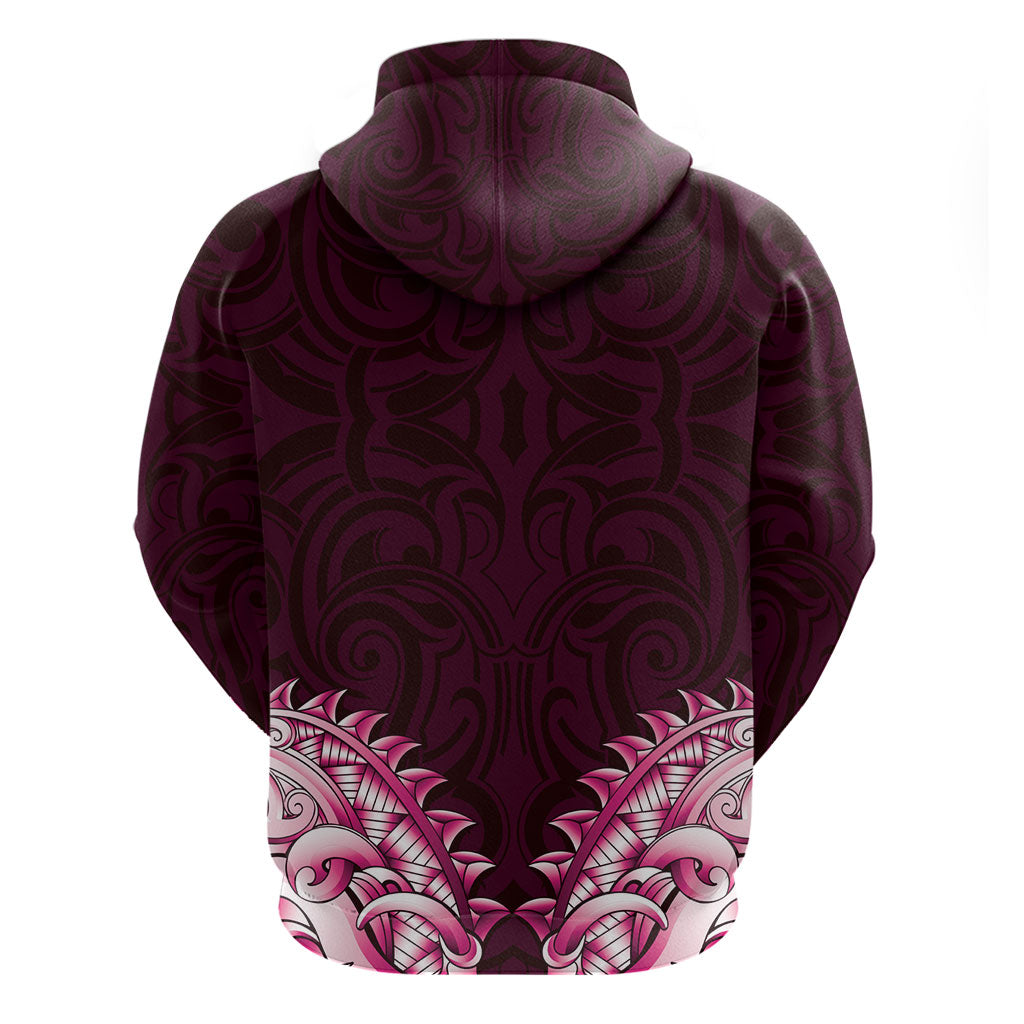 New Zealand Ta Moko Hoodie Aotearoa Maori Chest Tattoo Pink