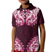 New Zealand Ta Moko Kid Polo Shirt Aotearoa Maori Chest Tattoo Pink