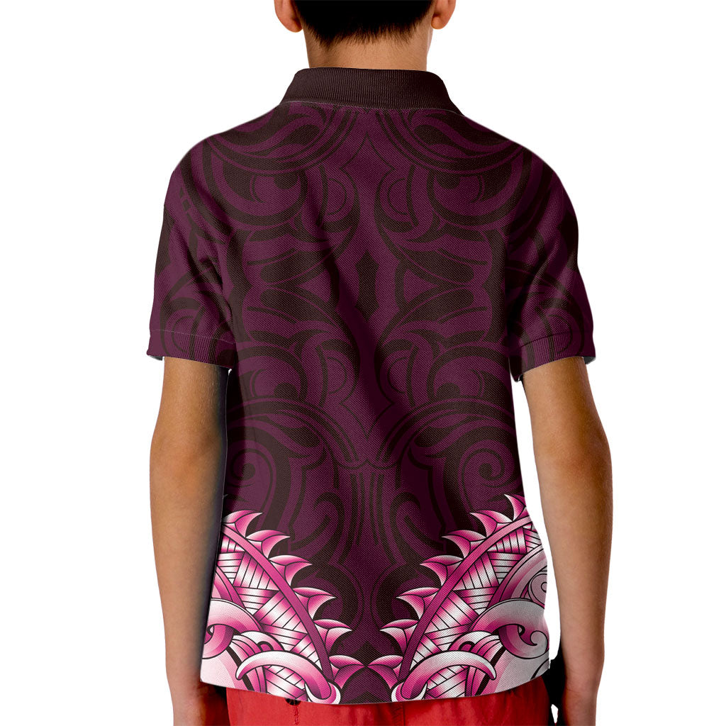 New Zealand Ta Moko Kid Polo Shirt Aotearoa Maori Chest Tattoo Pink