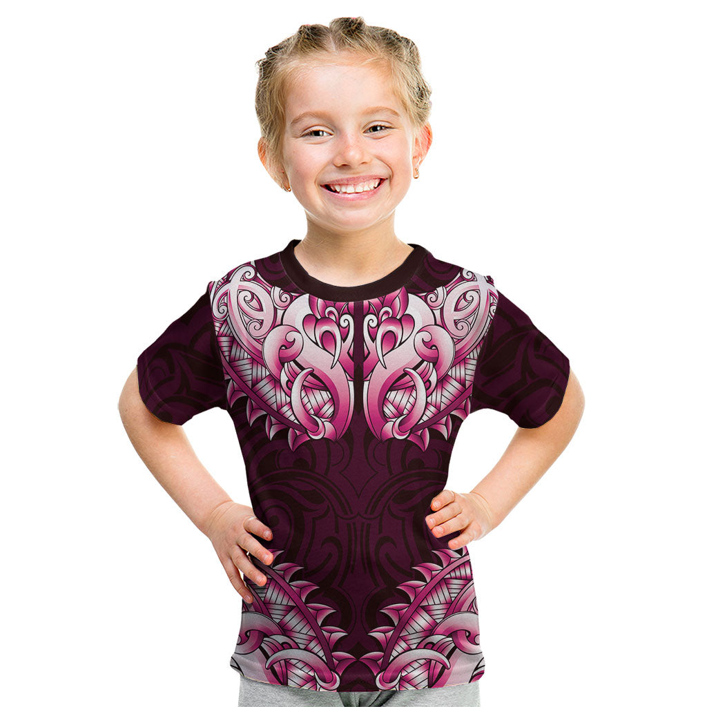 New Zealand Ta Moko Kid T Shirt Aotearoa Maori Chest Tattoo Pink