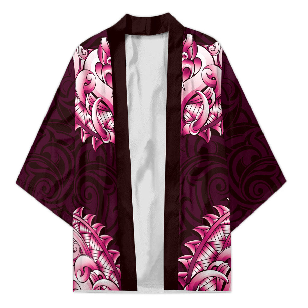 New Zealand Ta Moko Kimono Aotearoa Maori Chest Tattoo Pink