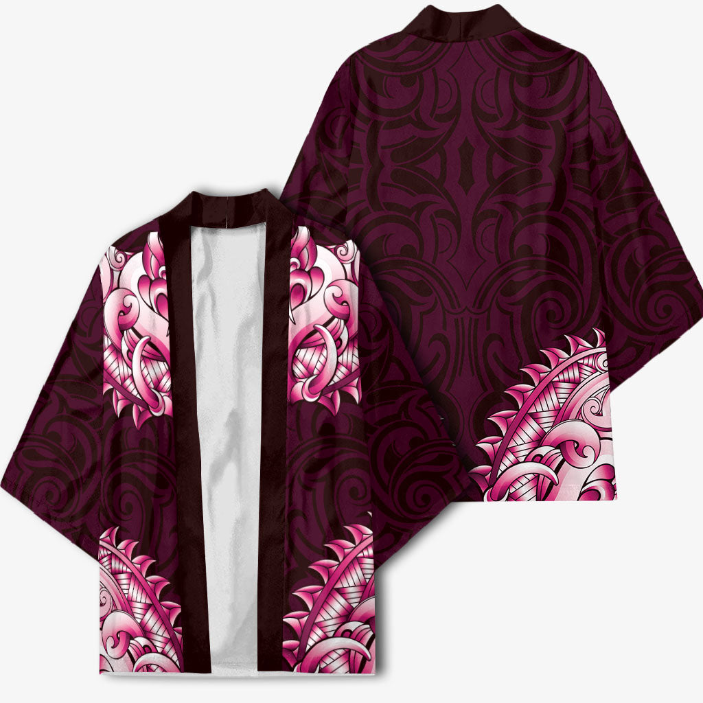 New Zealand Ta Moko Kimono Aotearoa Maori Chest Tattoo Pink