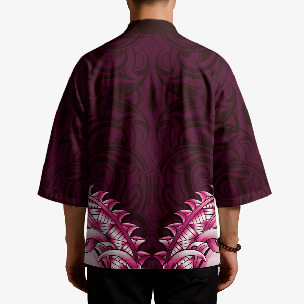 New Zealand Ta Moko Kimono Aotearoa Maori Chest Tattoo Pink