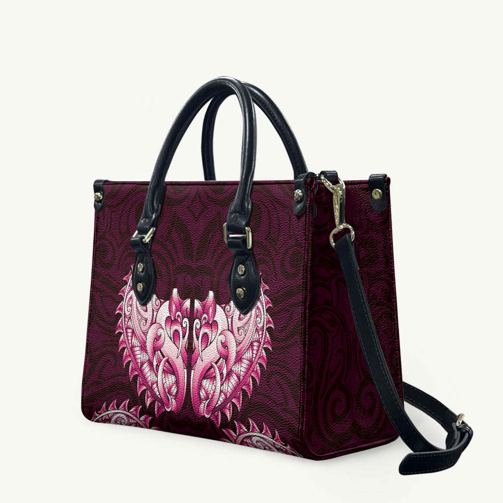 New Zealand Ta Moko Leather Bag Aotearoa Maori Chest Tattoo Pink LT14 Pink - Polynesian Pride