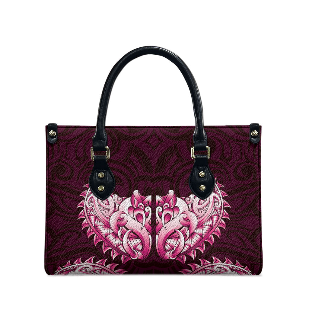 New Zealand Ta Moko Leather Bag Aotearoa Maori Chest Tattoo Pink
