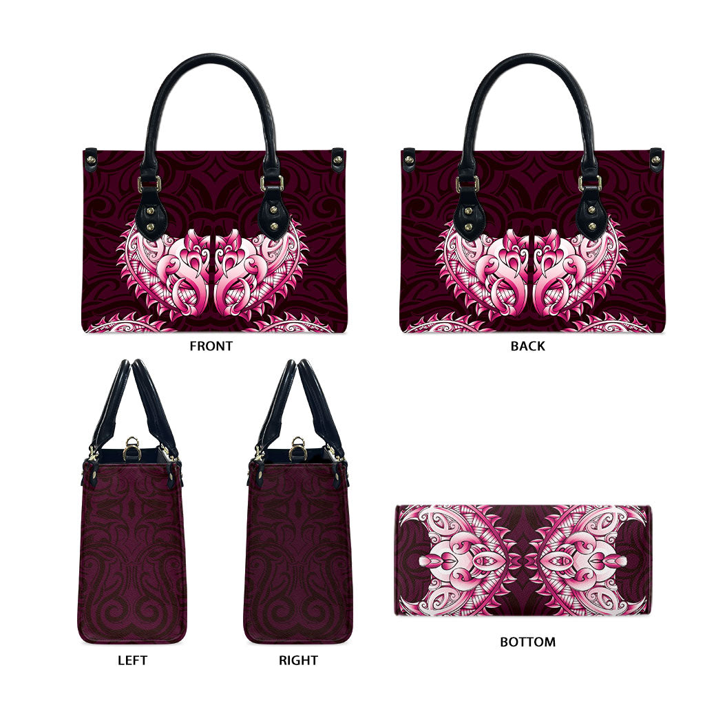 New Zealand Ta Moko Leather Bag Aotearoa Maori Chest Tattoo Pink