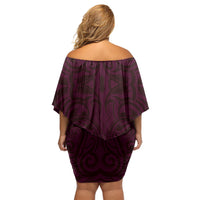 New Zealand Ta Moko Off Shoulder Short Dress Aotearoa Maori Chest Tattoo Pink