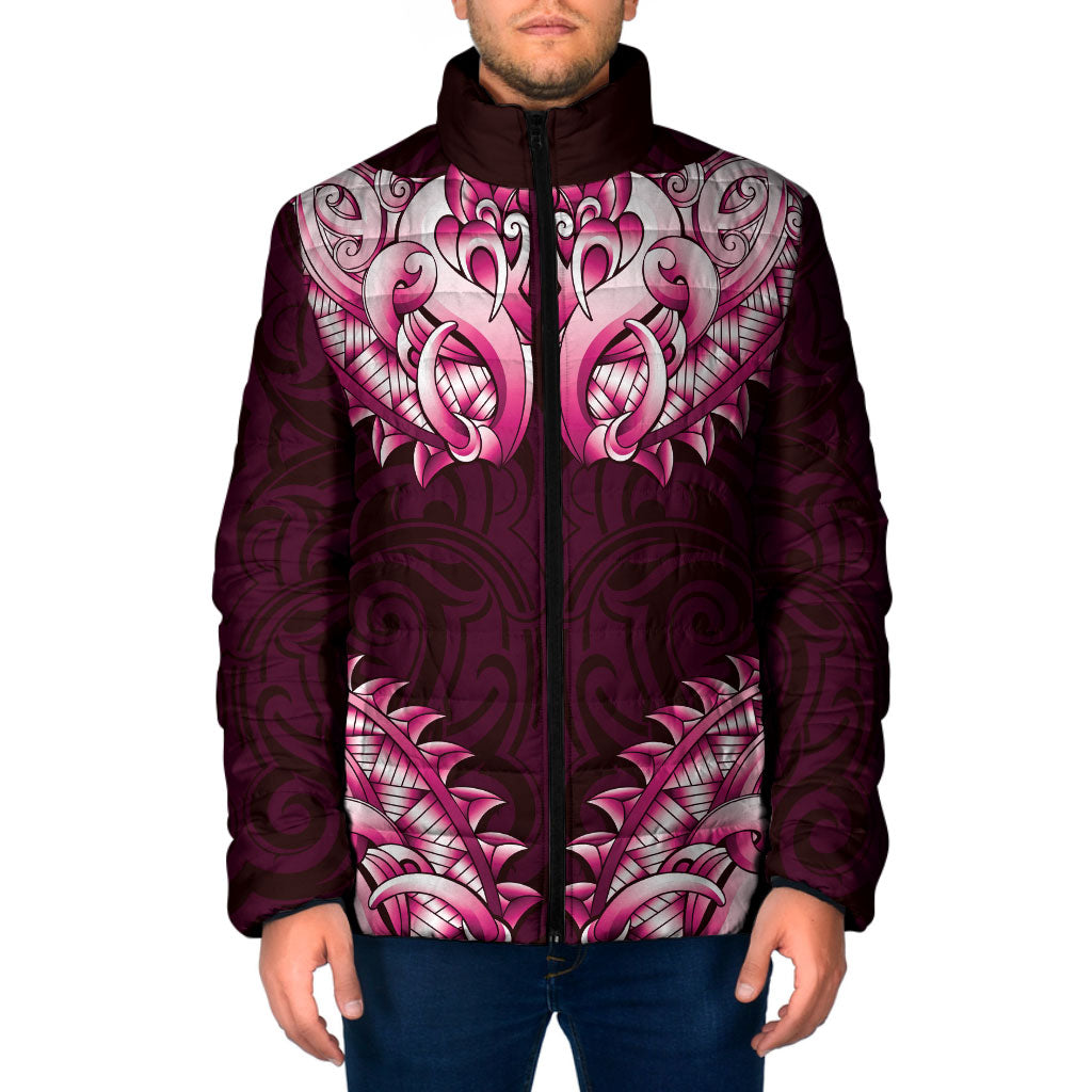 New Zealand Ta Moko Padded Jacket Aotearoa Maori Chest Tattoo Pink