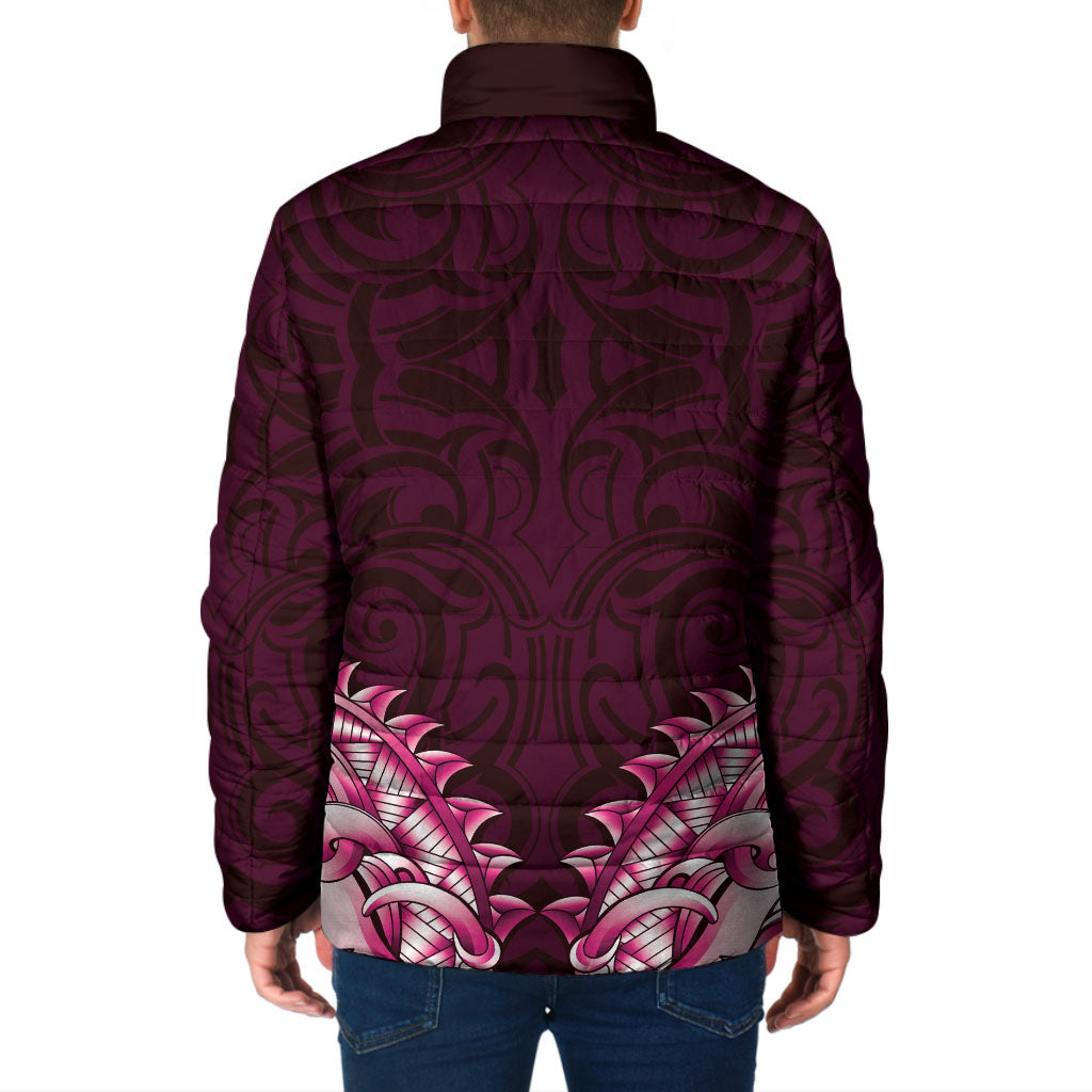 New Zealand Ta Moko Padded Jacket Aotearoa Maori Chest Tattoo Pink