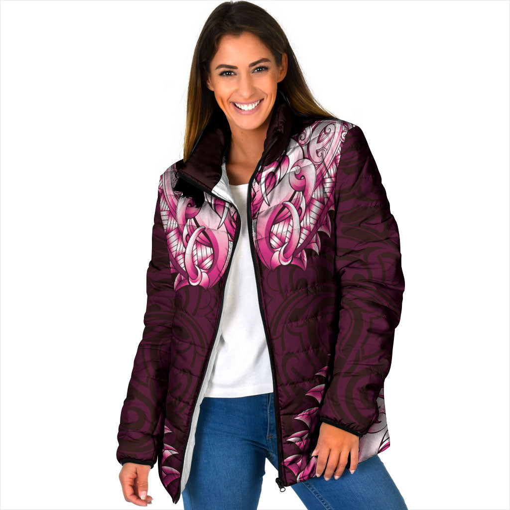 New Zealand Ta Moko Padded Jacket Aotearoa Maori Chest Tattoo Pink