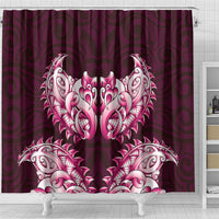 New Zealand Ta Moko Shower Curtain Aotearoa Maori Chest Tattoo Pink