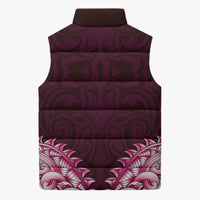 New Zealand Ta Moko Sleeveless Puffer Jacket Aotearoa Maori Chest Tattoo Pink