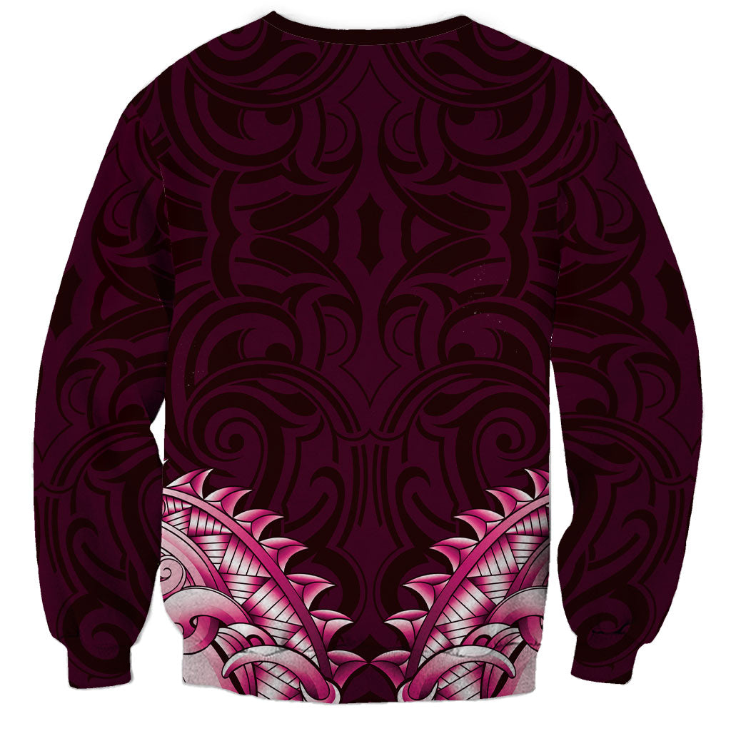 New Zealand Ta Moko Sweatshirt Aotearoa Maori Chest Tattoo Pink