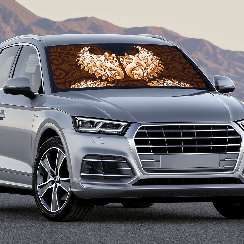 New Zealand Ta Moko Auto Sun Shade Aotearoa Maori Chest Tattoo Orange