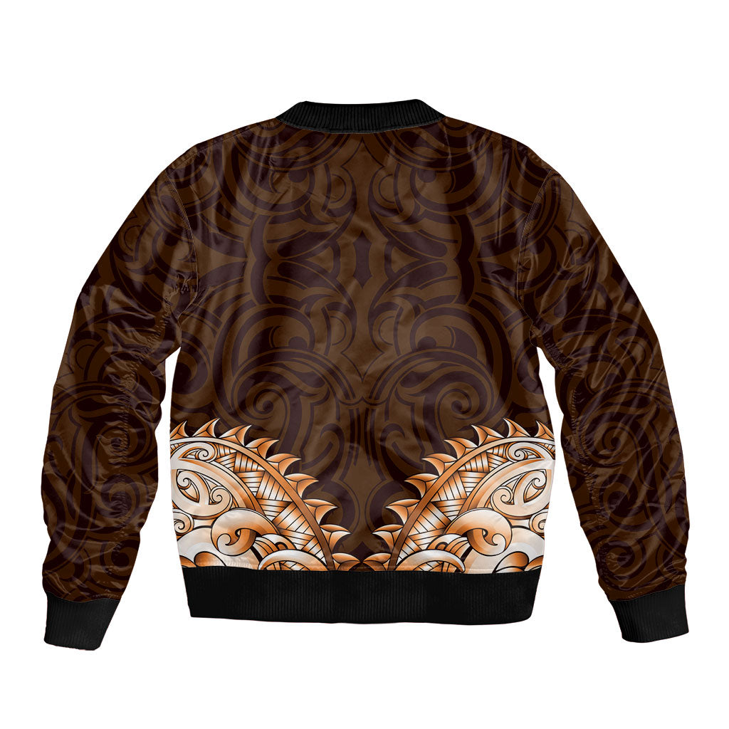 New Zealand Ta Moko Bomber Jacket Aotearoa Maori Chest Tattoo Orange