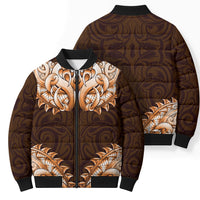 New Zealand Ta Moko Bomber Puffer Jacket Aotearoa Maori Chest Tattoo Orange