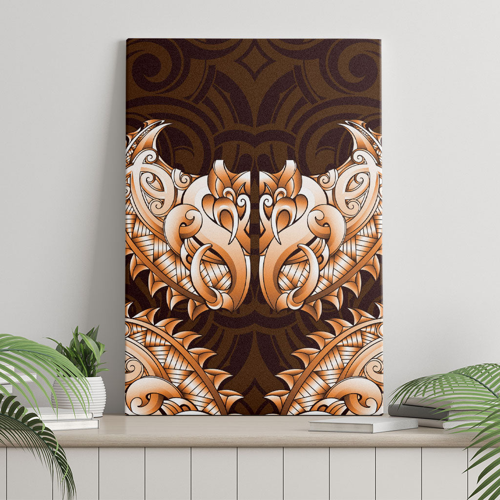 New Zealand Ta Moko Canvas Wall Art Aotearoa Maori Chest Tattoo Orange